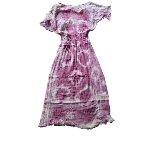 JENS PIRATE BOOTY TYE DYE LAPIS MAXI DRESS GUAZY BOHO MEDIUM/LARGE PINK WHITE - Picture 2 of 9